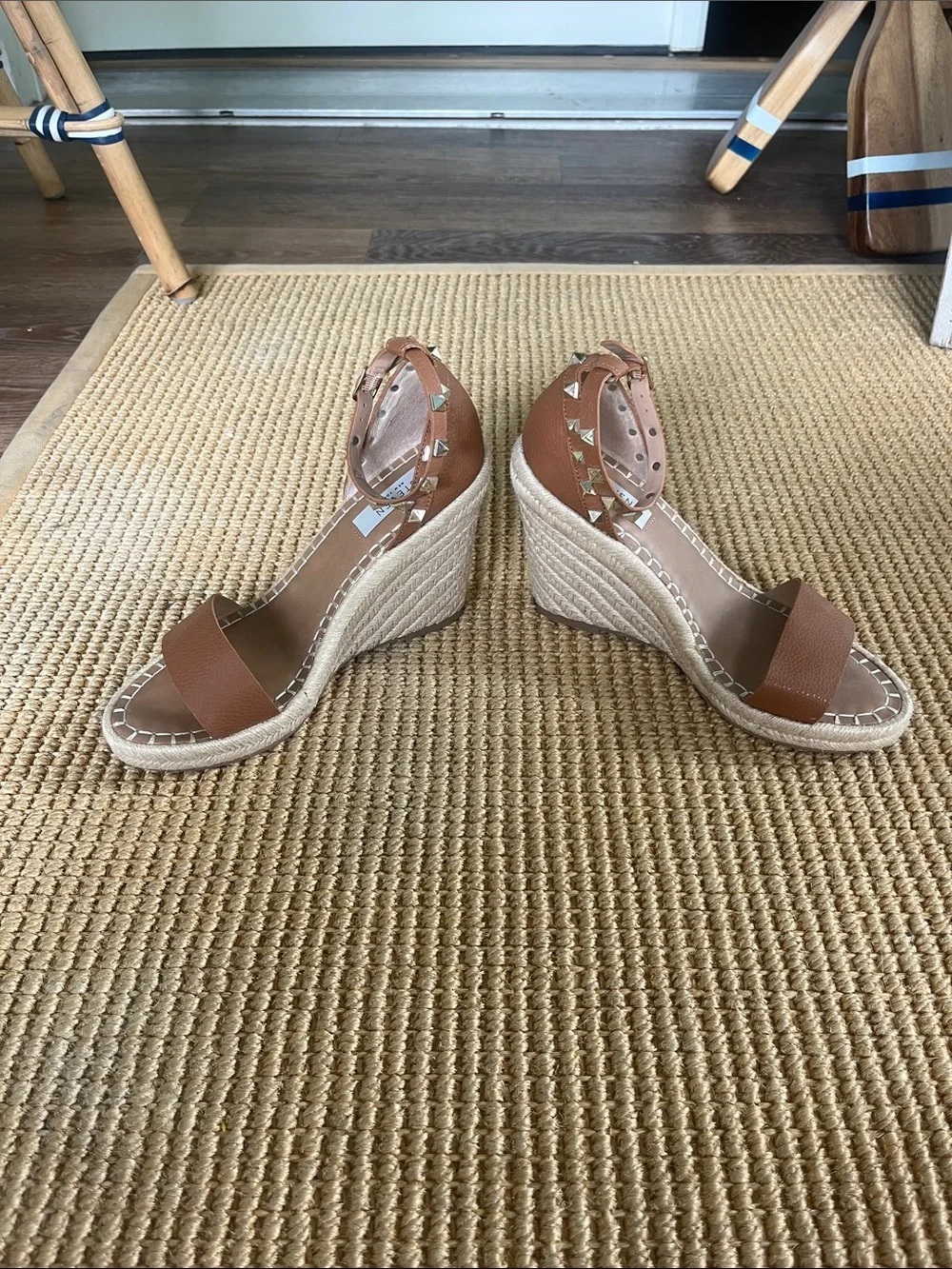 Steven New York Studded Tan Wedge Heels